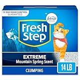 Fresh Step Clumping Cat Litter, Extreme Odor Control, Mountain Spring Scent With Febreze, 14 lbs