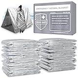 Swiss Safe Emergency Mylar Thermal Blankets + Bonus Space Blanket - Compact & Insulated for Cold Weather - Designed for NASA, Outdoor Camping, Survival, First Aid Car Kit - Silver, 10 Pack