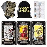 Tarot Cards with Guide Book & Linen Carry Bag, 78 Classic Original Tarot Cards Deck Fortune Telling Game with Meanings on Them for Beginners to Expert