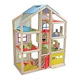 Melissa & Doug Hi-Rise Wooden Dollhouse With 15 pcs Furniture - Garage and Working Elevator