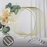 YALLOVE 10 PCS 12 Inch Floral Hoop Table Centerpiece, Metal Wreath Ring Stand with Crystal Clear Acrylic Base for Balloon and Flower Decoration, Flower NOT Included