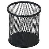 Black Pen Holder Cup for Desk, Black Wire Mesh Pencil Cup Holder for Desk Office Pen Organizer