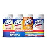 Lysol Disinfectant Wipes Bundle, Multi-Surface Antibacterial Cleaning Wipes, contains x2 Lemon & Lim Blossom, Crisp Linen, Mango & Hibiscus, Pack of 4