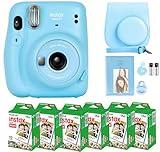 Fujifilm Instax Mini 11 Camera with Fujifilm Instant Mini Film (60 Sheets) Bundle with Deals Number One Accessories Including Carrying Case, Selfie Lens, Photo Album, Stickers (Sky Blue)