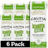 Califia Farms - Unsweetened Better Half, Half and Half Substitute, 32 Oz (Pack of 6), Almond Milk, Coconut Cream, Coffee Creamer, Keto, Shelf Stable, Dairy Free, Plant Based, Vegan