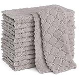 Homaxy 12 Pack Kitchen Dish Cloths (10 x 10 Inches, Grey), Super Soft and Absorbent Coral Velvet Dish Towels, Nonstick Oil Fast Drying Microfiber Cleaning Cloth, No Lint Household Dishcloths