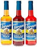 Torani Sugar Free Fruit Flavor Syrup Variety Pack - Raspberry, Strawberry, Peach, 3-Count, 1.83-Pound Bottles