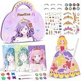 PERRYHOME DIY Paper Arts & Crafts Activity for Kids - Paper Craft Kits,Paper Makeup DIY Girls Toy Kit with Diamond Painting & Princess Dress Up Set, Gifts for 4 5 6 7 8 9 Year Old Girls