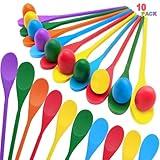 TOPLEE 20 Pcs Easter Egg and Spoon Race Game Set, 10 Players Balance Relay Easter Games Include 10 Eggs and 10 Wooden Spoons for Kids Family Carnivals Outdoor Yards Easter Holiday Birthday Party Lawn