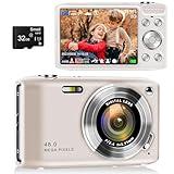 Digital Point and Shoot Camera, Compact Digital Camera with 2.88' IPS Screen 48MP 4K for Photo and Video, Small Digital Camera Support 16X Zoom Macro Mode and Flash, Beginner Camera for Teens (Gold)