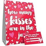 DISTINCTIVS Valentine's Day Party Game - How Many Kisses (Sign with Cards)