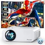 5G WiFi Bluetooth Projector, Pericat Native 1080P Movie Projector for Phone, Portable Outdoor Projector, 13000L Home Theater Video Projector, Mini Projector Compatible w/ PC, HDMI, USB, TV Stick, PS5