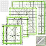 Quilting Rulers,4 Square Quilting Ruler Quilting Templates(4.5"X4.5", 6"X6", 9.5"X9.5", 12.5"X12.5"),Quilting Rulers Acrylic Rulers Fabric Cutting Ruler with Non-Slip Rings for Quilting and Sewing