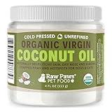 Raw Paws Virgin Organic Coconut Oil for Dogs & Cats, 4-oz - Treatment for Itchy Skin, Dry Nose, Paws - Hot Spot Lotion for Dogs - Natural Hairball Remedy for Dogs