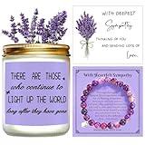 Memorial Scented Candles Gifts Baskets for Loss of Loved One, Sympathy Bereavement Thoughtful Grief Gift Ideas for Women, 7oz Lavender Candle, Healing Bracelets, Condolences Card, Sorry for Your Loss