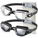 NSSIW Swim-Goggles-Adult-Women Goggles Swimming Men: Anti Fog Pool Goggles with UV400 and No Leak 2 Pack