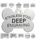 Stainless Steel Custom DEEP Engraved Pet ID Tags Personalized Front and Back Dog Tags for Dogs and Cats (Bone 1" x1-1/2 (2-Side Engraving))