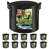 vinmoso 10 Pack Grow Bags 5 Gallon Heavy Duty 300G Thickened Non-Woven Grow Bag with Handles Plant Grow Bags Planting Bags Plant Bags