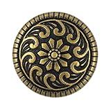 Bezelry 12 Pieces Sea Wave and Flower Metal Shank Buttons. 23mm (7/8 inch) (Antique Brass)