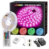 MINGER LED Strip Lights 16.4ft, RGB Color Changing LED Lights for Home, Kitchen, Bedroom, Dorm Room, Bar, LED Lights for New Year Decorations with IR Remote Control, 5050 LEDs, DIY Mode