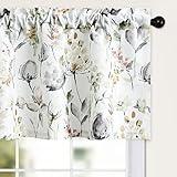 Leeva Modern Kitchen Valances for Windows, Watercolor Flower Print Window Treatment Small Curtain Drapery for Bedroom Bathroom, 52 x 14, One Panel