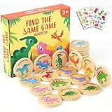 Protado Wooden Match Memory Game for Kids, 24Pc Memory Matching Cards with 5Pc Tattoo Stickers, Educational Memory Matching Game for Pre-Kindergarten Early Learning Development Kids-Dinosaur