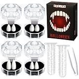 EWPJDK Vampire Teeth 4 Sizes Halloween Decorations Party Cosplay Props 4 Pairs Vampire Fangs Fake Teeth with Adhesive Halloween White Favors Accessories Gift