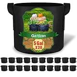 Gardzen 20-Pack 5 Gallon Grow Bags, Aeration Fabric Pots with Handles