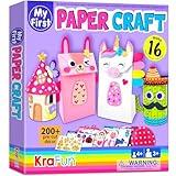 KRAFUN My First Unicorn Bunny Paper Craft Kit for Toddlers and Girls Age 3-8 Years Old, Include 18 Cute DIY Arts and Crafts Projects, Organized Art Activities Supplies Box Preschool Creative Toys