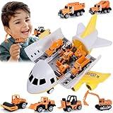 Gyori Airplane Toys for Toddlers 3-5 Years Old - Deformed Toy Airplane Truck Set for Kids with 6 pcs Little Construction Engineering Car Toys Models for Girls Boys Birthday Gifts 1-3 Preschool