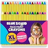 Blue Squid Face Paint Crayons for Kids - 36pcs XL Non-Toxic, Washable Body Paint Crayons - Our Face Painting Kit Makeup Sticks are Easy to Use, Safe for Sensitive Skin and Perfect for a Kids Party