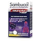 Sambucol Cold and Flu Relief Tablets - Homeopathic Cold Medicine, Cold Remedy for Adults, Black Elderberry for Colds, Zinc Cold Remedy - 60 Count