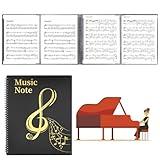 MUDOR 4 Pages Expand Sheet Music Folder for Piano, 8.5x11 inch Sheet Music Binder, 60 Pockets Capacity,Sheet Music Holder Allow Annotations,Spiral Sheet Music Binder Storage Organizer