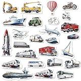 CHEFAN Vehicle Felt Board Story Pieces Precut Flannel Figures Cars Train Planes Boats Transportation, Sea Land Sky Themed Toys for Preschool 28 Pcs