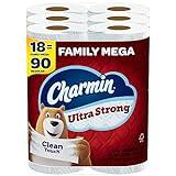 Charmin Toilet Paper Ultra Strong Clean Touch, 18 Family Mega Rolls = 90 Regular Rolls