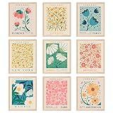 AnyDesign 9Pcs Flower Market Wall Art Prints Matisse Art Poster Unframed Floral Drawing Posters Colorful Decor for Gallery Room Aesthetic Living Room Bathroom Decor, 8x10inch