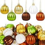 24 PCS Fall Pumpkin Hanging Ornaments Thanksgiving Hanging Decorations for Small Tree Mini Pumpkin Ball Ornaments for Halloween Thanksgiving Harvest Autumn Small Tree Home Decor