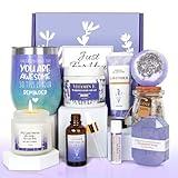 Frerdui Lavender Gifts Women Care Package Women Relaxing Gifts Lavender Spa Gifts Set Self Care Gift Women Gift Baskets Women Her Friend Sister Mom Wife 11 PCS Lavender Gift Basket Ideas