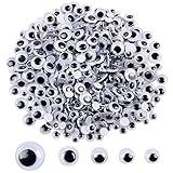 DECORA 500 Pieces 6mm -12mm Black Wiggle Googly Eyes with Self-Adhesive Backs for DIY Crafts Doll Making Sewing Supplies