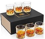 KANARS Whiskey Glasses Set of 6 with Elegant Gift Box,10 Oz Premium Old Fashioned Crystal Glass Tumbler for Liquor, Scotch, Cocktail or Bourbon Drinking, Gifts for Birthday Retirement Father's Day