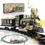 JUQU Train Set - Train Toys for Boys w/Lights & Sounds (ON/Off), Toddler Toy Train Sets w/Locomotive Engine, Cars& Tracks, Christmas Train Gift for 3 4 5 6 7 8+ Year Old Kids Birthday Gifts