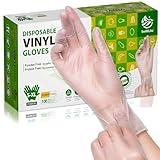 SWIFTLITE Disposable Vinyl Gloves, Food Safe, Latex-Free Powder-Free Clear Plastic Gloves for Cooking, House Clean, Food Prep (100, Large)