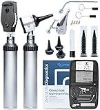 Zyrev Otoscope Oph Diagnostic Set - 36 Piece Medical and Nursing Student Otoscope/Opthalmoscope Diagnostic Kit - with Leather Case for Educational and Professional Settings (Regular)