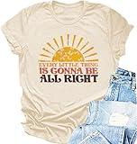 Every Little Thing is Gonna Be Alright Shirt Women Country Music Tshirt Hippie Gift Shirt Vintage Graphic Tees Top Apricot