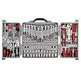 CARTMAN 205 Piece Ratchet Wrench Tool Set,1/4" & 3/8" & 1/2" Drive with SAE/Metric Sockets Kit in Plastic Toolbox