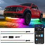 Govee Underglow Car Lights, 4 pcs RGBIC Smart LED Lights for Cars with 16 Million Colors and 10 Scene Modes, App Control, Halloween Car Decor, 2 Music Modes for SUVs, Trucks, DC 12-24V