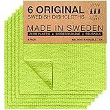 SUPERSCANDI Swedish Dishcloths for Kitchen Eco Friendly Reusable Sustainable Biodegradable Cellulose Sponge Cleaning Dish Cloths for Kitchen Dish Rags Washing Wipes Washcloths (6 Pack Apple Green)