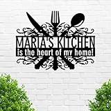 OPacific Custom Kitchen Metal Sign Art,Personalized Name Sign Dining Room Wall Art Decor,Custom Metal Sign Cooking Room,Monogram for Home Kitchen Decor Housewarming Wall Hanging Indoor Decorate Gifts