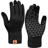 Vgogfly Winter Knit Gloves Warm Full Fingers Men Women with Upgraded Touch Screen - Anti-Slip Glove Fleece Lined