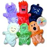 Emotional Hand Puppets for Kids - Social Skills Activities Mindfulness Tools - Social Emotional Learning and Sensory Play Therapy Toys - Includes Emotion Wheel Magnet (Set of 6 Puppets)